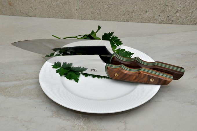 Neu Chefs 215 & Petty 115 Combo - Walnut & Green G10 - Image 3