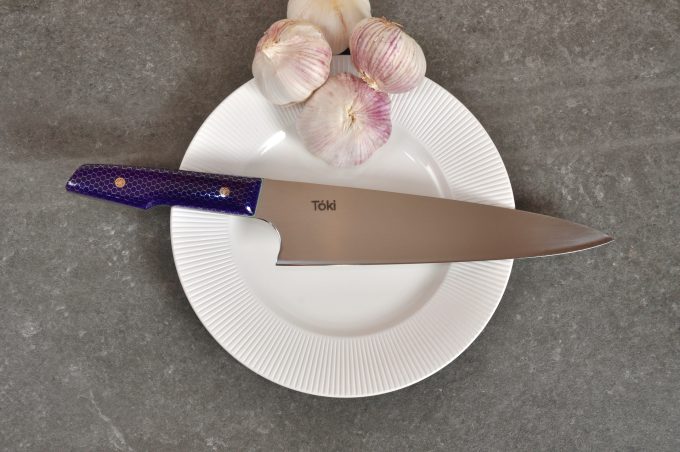 Sunn Gyuto 215 - Purple Honeycomb with Green & Purple G10