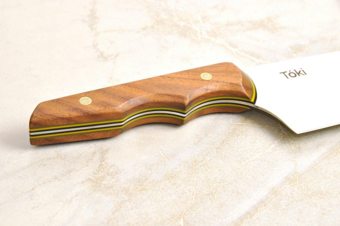 Neu Santoku 170 - Walnut with G10 in Black, Yellow & Green Slate - Image 8