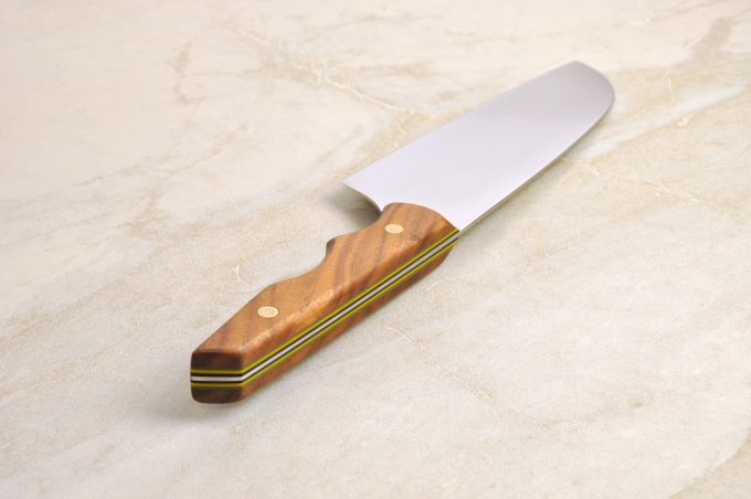 Neu Santoku 170 - Walnut with G10 in Black, Yellow & Green Slate - Image 5